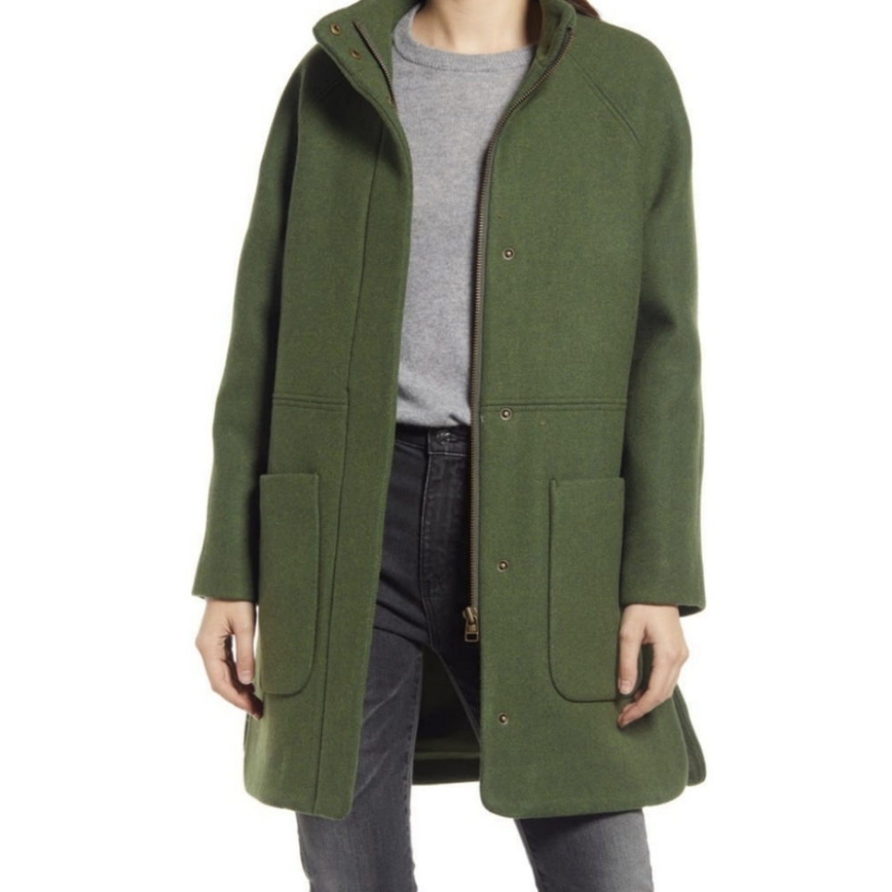 Madewell Estate Cocoon Coat - Moss Green Melange